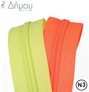Φερμουάρ κορδέλα NEON πλαστική coil Ν3 / μέτρο