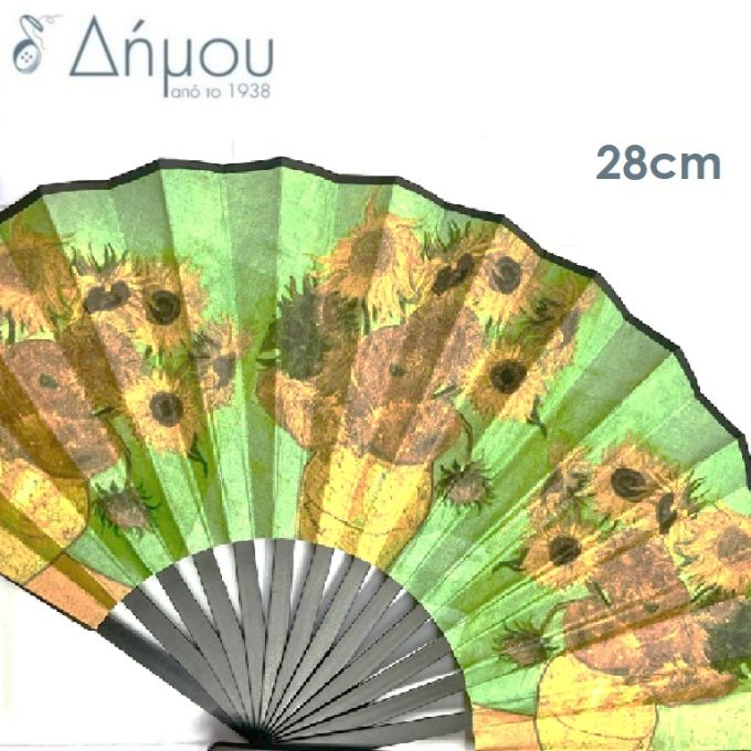 Βεντάλια ακρυλική με σταμπωτούς πίνακες 28cm