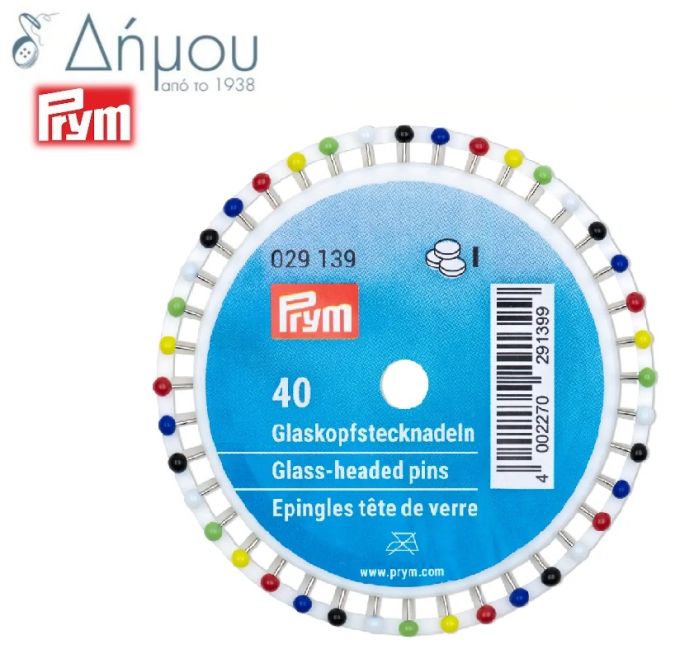 Καρφίτσα με γυάλινο κεφάλι Prym